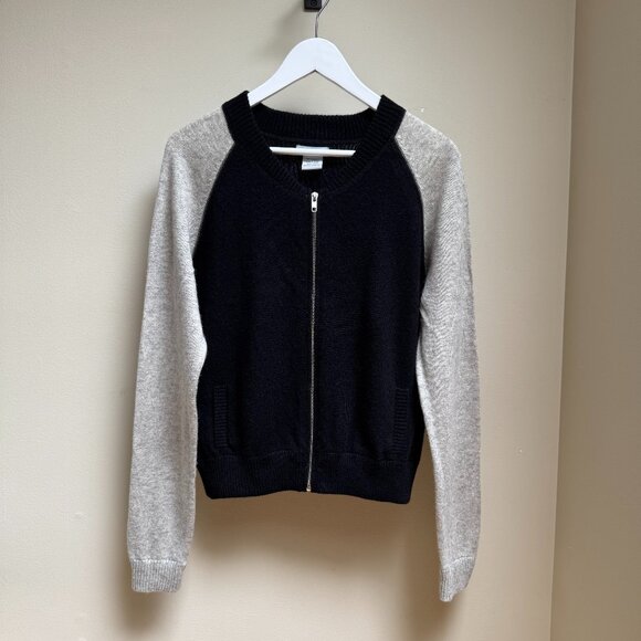 Cashmere101 100% Cashmere Bomber Zip Cardigan - Picture 1 of 10